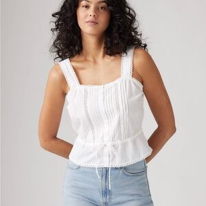 Levi's Brynnley Cotton White Lace Detail Women's Blouse